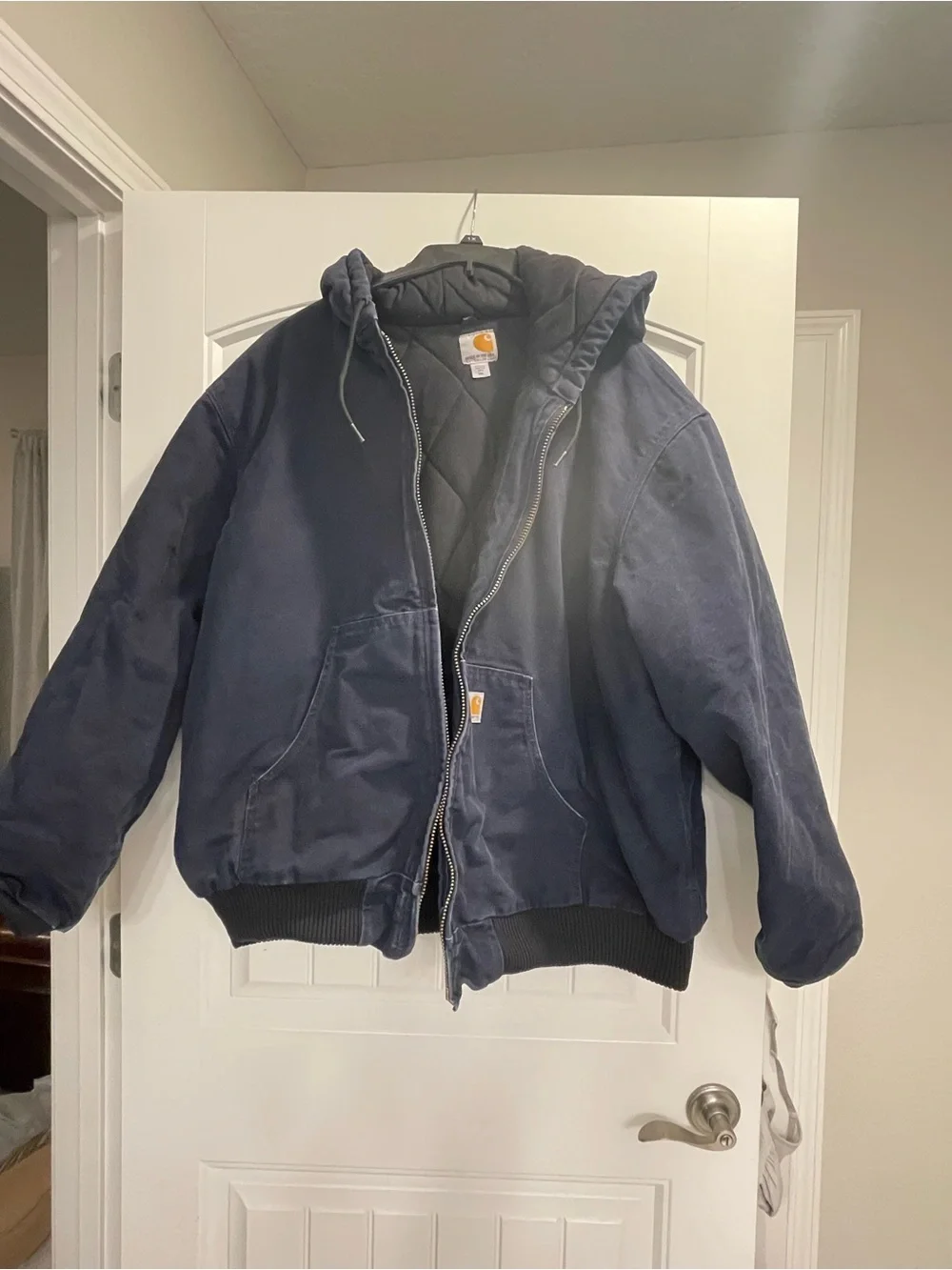 Vintage Carhartt Hooded Active Jacket “Dark Navy” J140 DNY  Sz XXlarge Big Tall